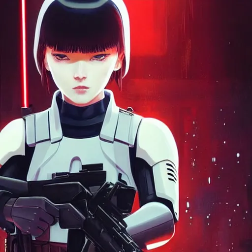 Prompt: sith trooper holding a blaster, very very anime!!!, fine - face, realistic shaded perfect face, fine details. anime. realistic shaded lighting poster by ilya kuvshinov katsuhiro otomo ghost - in - the - shell, magali villeneuve, artgerm, jeremy lipkin and michael garmash and rob rey