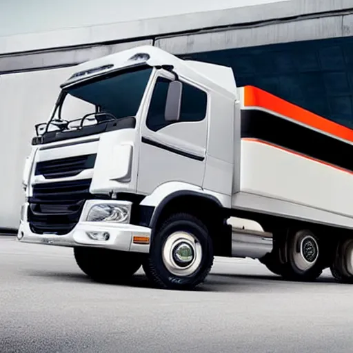 Prompt: A Pickup truck designed and produced by DAF in the production year of 2022, promotional photo