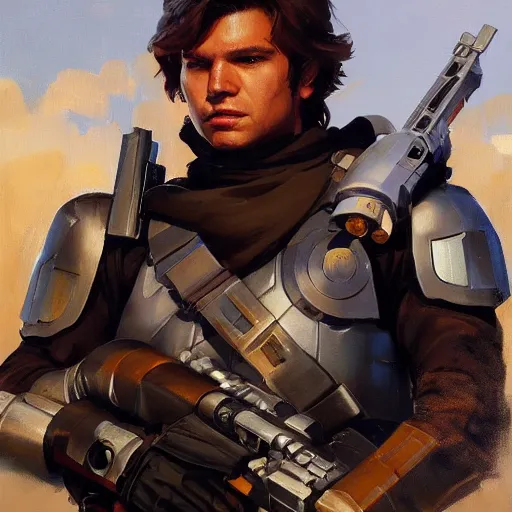 Image similar to greg manchess portrait painting of armored han solo as overwatch character, medium shot, asymmetrical, profile picture, organic painting, sunny day, matte painting, bold shapes, hard edges, street art, trending on artstation, by huang guangjian and gil elvgren and sachin teng