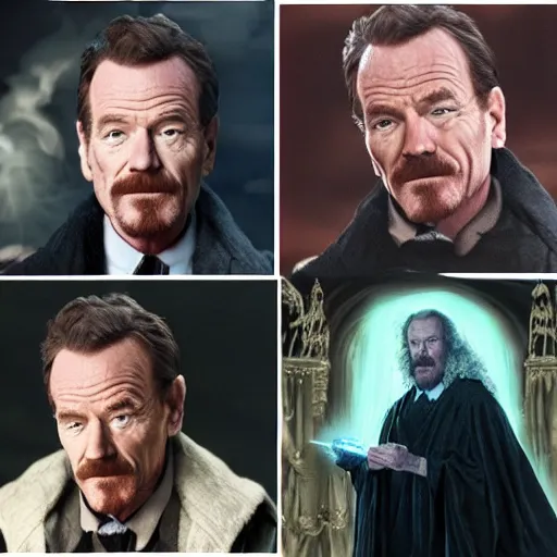 Prompt: Bryan Cranston as a wizard