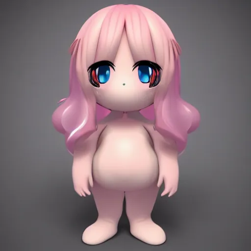 Prompt: cute fumo plush of a blob googirl, chibi monster girl, stylized shiny reflective refractive transparent liquid melty bubblegum pbr gel material, vray