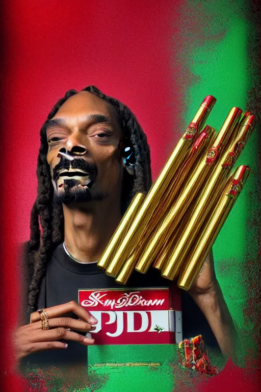 Image similar to snoop dogg smoke djarum super ciggaretes, high resolution, photorealistic, pop art, smooth, bokeh details, 4 k, aesthetic lighting, dynamic resolution, baroque object, sharp focus, hyperdetailed object, professional photography, pullitzer winning, by karah mew and adnan abidi and jodie bateman