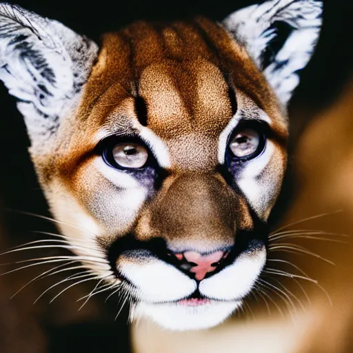 Image similar to dslr portrait still of a mountain lion cub, 8 k, 8 5 mm f 1. 4