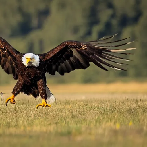 Prompt: bald eagle fighting a snake, wildlife photography