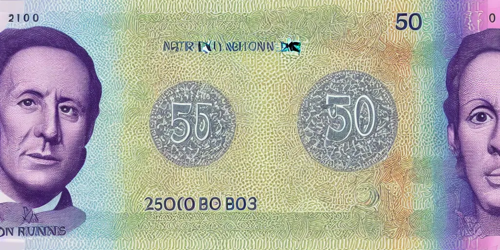 Image similar to concept design of british £ 5 0 note for the year 2 0 3 3