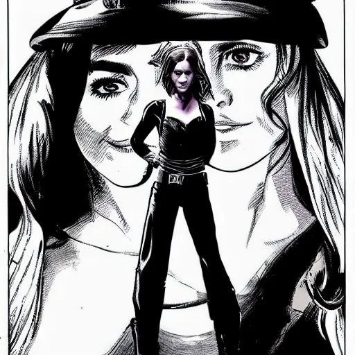 Image similar to emma watson in watchmen comic, drawn by dave gibbons, extreme detail, sharp focus, dramatic, artstation