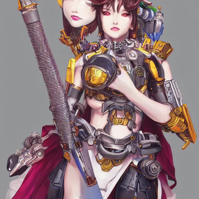 Prompt: studio portrait of lawful good colorful female holy mecha paladin absurdly beautiful, elegant, young sensual anime girl, ultrafine hyperrealistic detailed face illustration by kim jung gi, irakli nadar, intricate linework, sharp focus, bright colors, matte, octopath traveler, final fantasy, unreal engine highly rendered, global illumination, radiant light, intricate environment