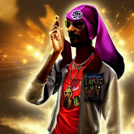 Prompt: Snoop Dogg as a character in the game League of Legends, with a background based on the game League of Legends, detailed face