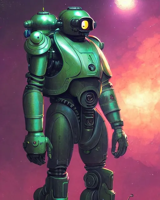 Image similar to luigi in a mech scifi suit with missles and small lights by, fantasy character portrait, ultra realistic, futuristic background by laurie greasley, concept art, intricate details, highly detailed by greg rutkowski, gaston bussiere, craig mullins, simon bisley