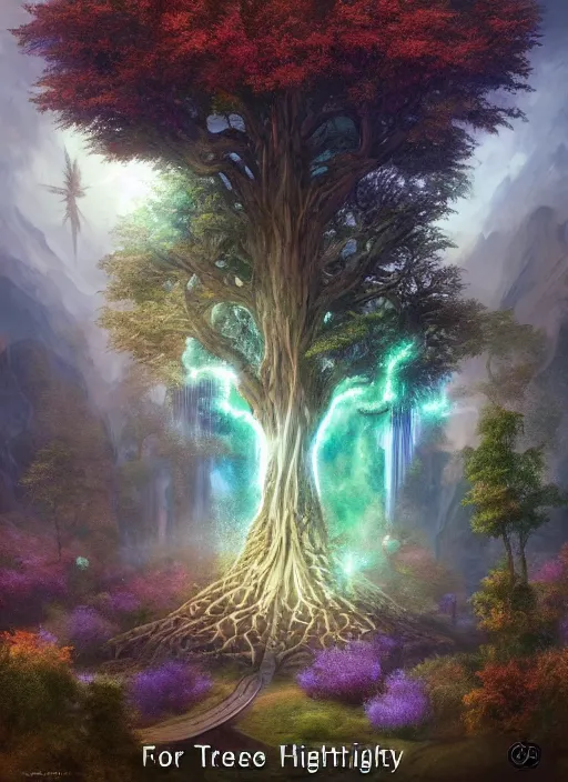 Image similar to tree of life, four seasons, volymetric light, highly detailed matte painting by ( ohrai ), charlie bowater and mark brooks