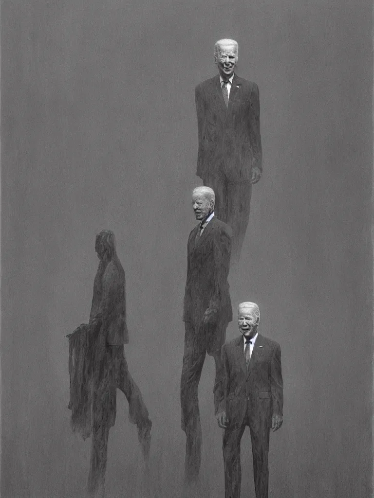 Image similar to Joe Biden full body portrait, body horror, painting by Zdzislaw Beksinski