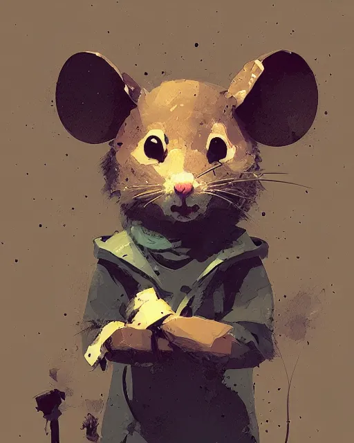 Prompt: cute mouse portrait, ismail inceoglu