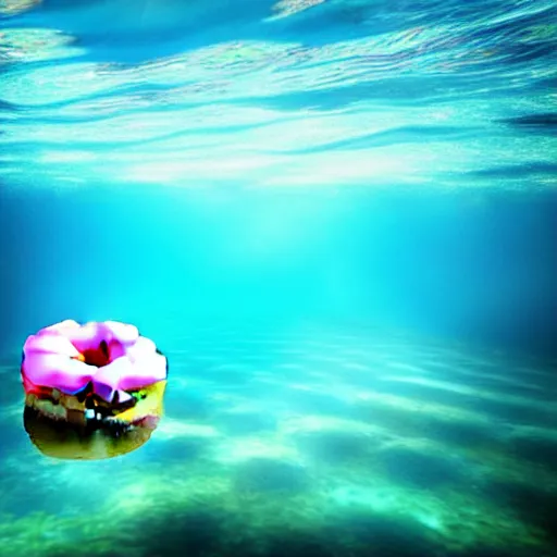 Image similar to donut under water sea , sunk deep water view , under water pictures