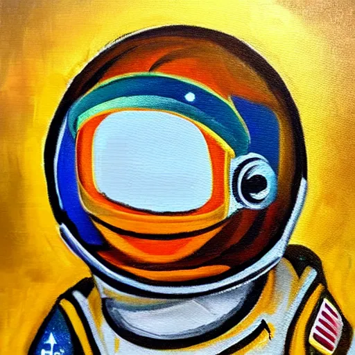 Image similar to oil painting astronaut playing keyboard