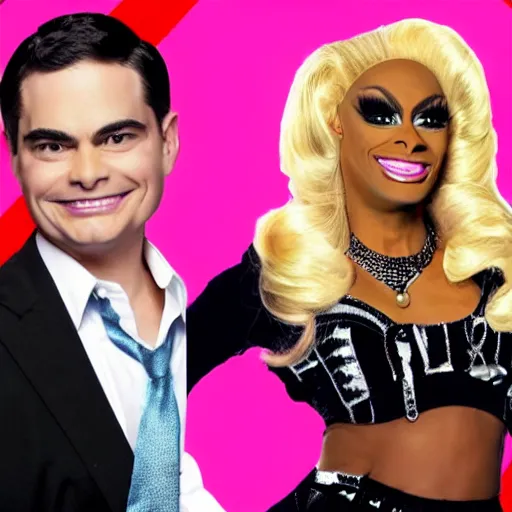 Image similar to ben shapiro in drag on ru paul's drag race