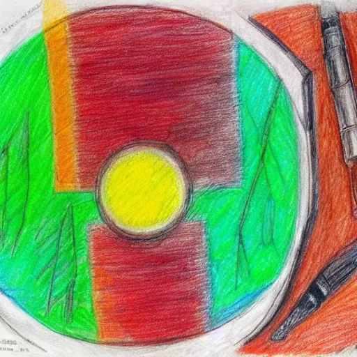 Image similar to distorted prismatic round forest octagon snapper bourbon hybrid salsa , by Mark Rothko and Judson Huss and Monsù Desiderio , #micro , child's drawing , pencil sketch