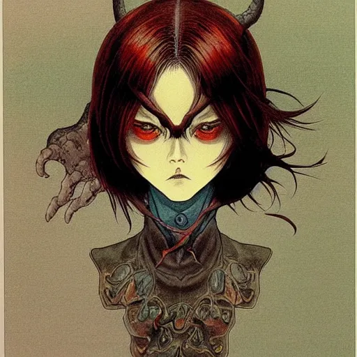 Image similar to prompt : portrait of diablo character painted in miyazaki color style drawn by katsuhiro otomo and takato yamamoto, inspired by fables, china doll face, smooth face feature, intricate oil painting, high detail, sharp high detail, manga and anime 2 0 0 0