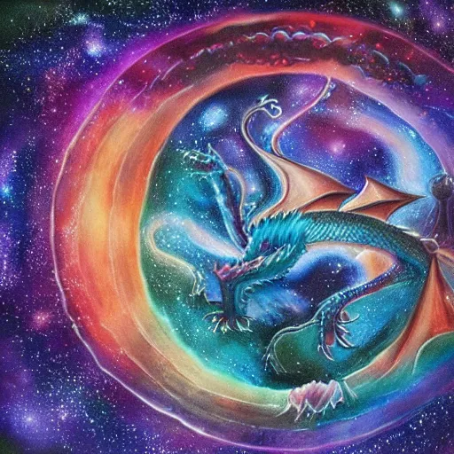 Prompt: A Dragon with a Complete Astronomy cosmic color scheme Hyperrealism