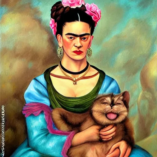 Prompt: frida kahlo as a renaissance princess, in the style of Konstantin Razumov, extremely detailed