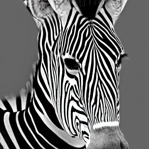 Prompt: geometrical portrait of a zebra