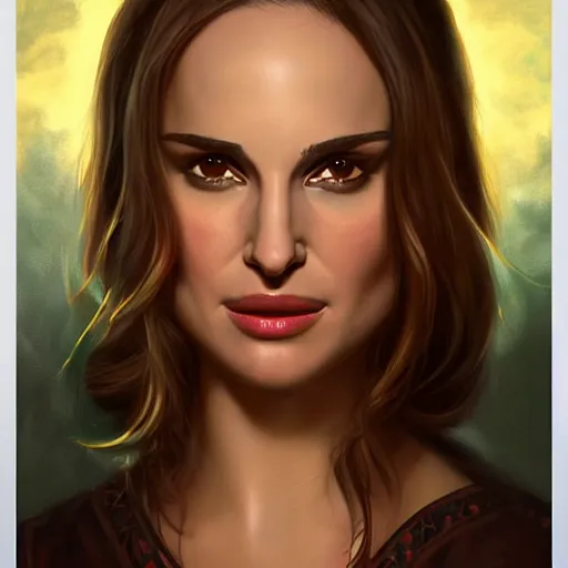 Image similar to a beautiful ornate painting of natalie portman by artists trending on artstation and deviant art