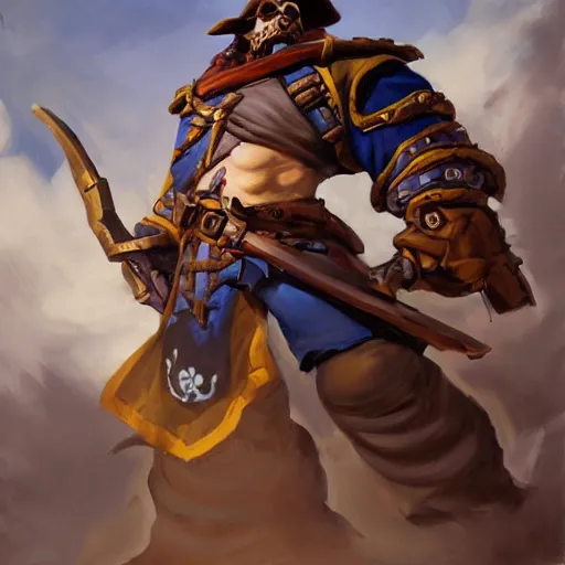 Image similar to greg manchess portrait painting of partially armored undead pirate captain lechuck as overwatch character, medium shot, asymmetrical, profile picture, organic painting, sunny day, matte painting, bold shapes, hard edges, street art, trending on artstation, by huang guangjian, gil elvgren, ruan jia, greg rutkowski, gaston bussiere