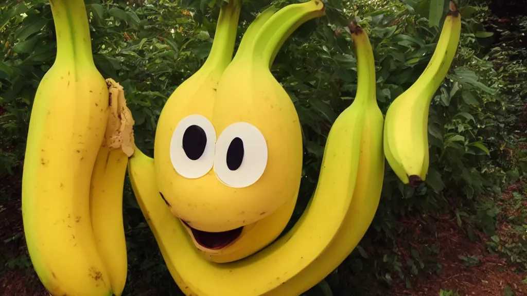Prompt: a very happy banana with face, vivid