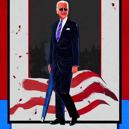 Image similar to joe biden wearing ebony armor gta 5 art style digital painting