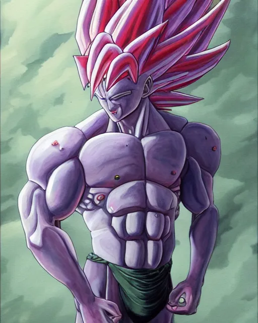 Prompt: a oil / watercolor painting full body character portrait of super saiyan frieza in the style of moebius in the style of leonard boyarsky trending on artstation deviantart pinterest detailed realistic hd 8 k high resolution