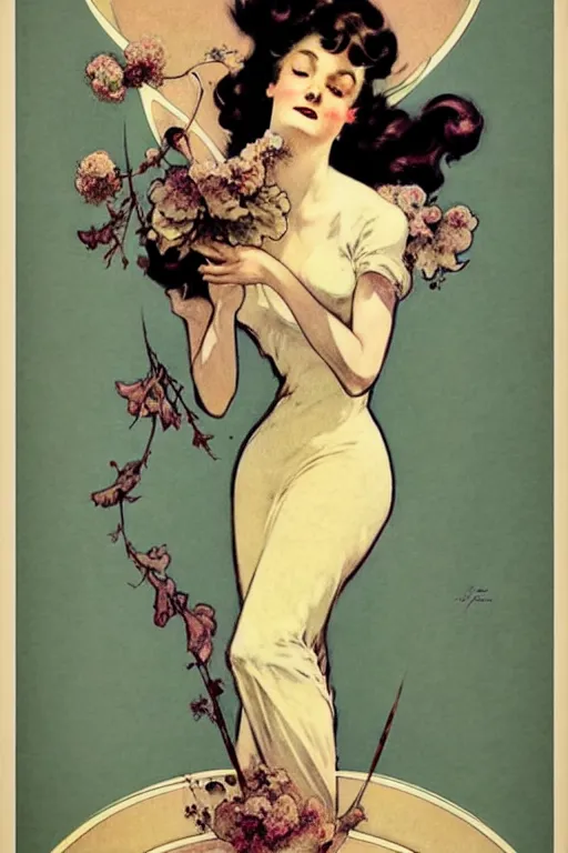 Image similar to (((((1950s Art Nouveau poster art. muted colors.))))) by Jean-Baptiste Monge !!!!!!!!!!!!!!!!!!!!!!!!!!!