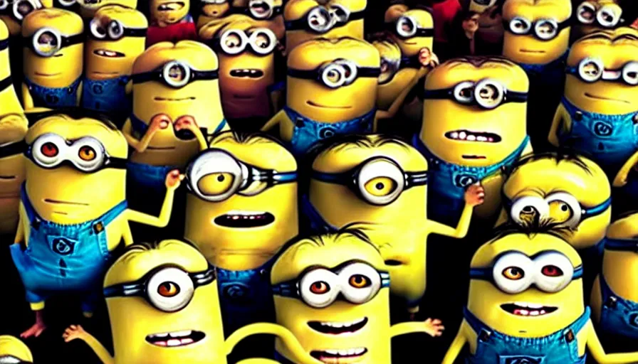 Image similar to fight club!!!!, fight club!!!! ((((the minions)))), movie still