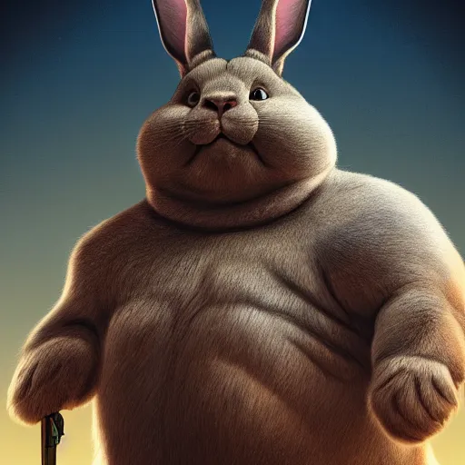 Image similar to portrait of the real life Big Chungus, expressive pose, futuristic, highly detailed, digital painting, artstation, concept art, smooth, sharp focus, dramatic light, studio light, by leonardo da vinci