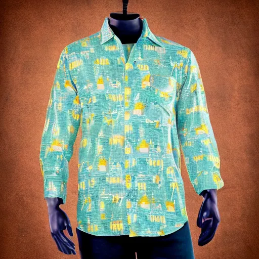 Prompt: realistic photograph of a radioactive shirt
