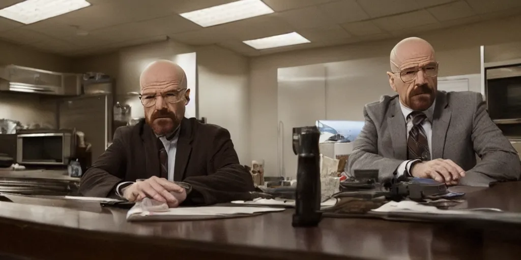 Prompt: walter white in'better call saul'( 2 0 1 5 ), movie still frame