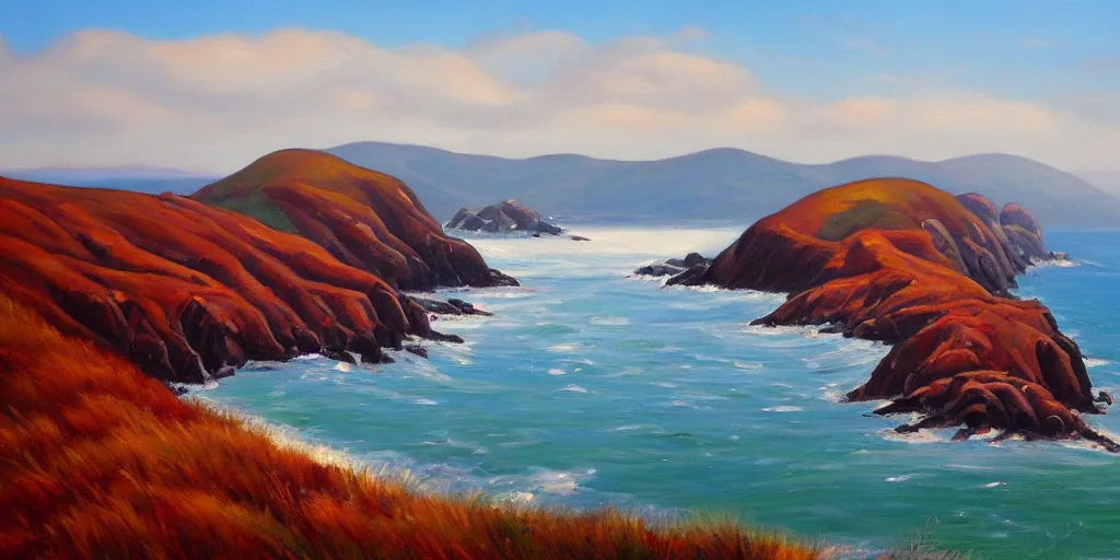 Image similar to beautiful oil painting of marin headlands by olof krans