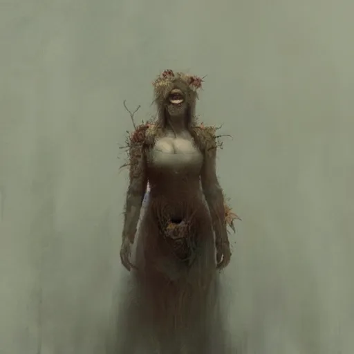 Prompt: a woman emerging from the mist, by arcimboldo, david lynch, greg rutkowski, trending on artstation