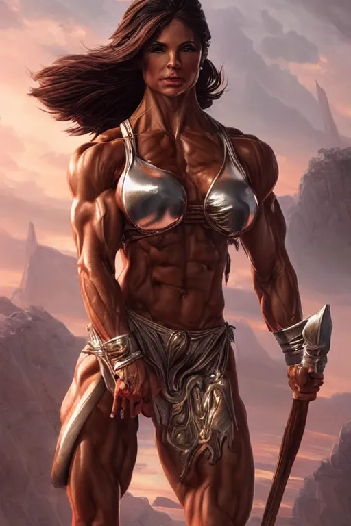 Image similar to goddess of war, accurate anatomy, Michelle Lewin body, only two hands, highly detailed, digital painting, artstation, concept art, smooth, sharp focus, illustration, Unreal Engine 5, 8K, art by artgerm and greg rutkowski and edgar maxence