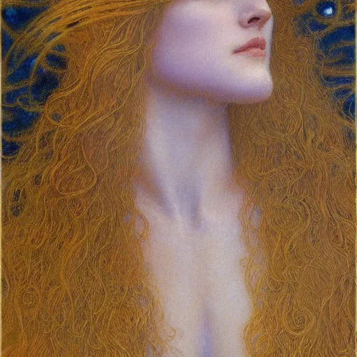 Image similar to gorgeous woman painted by Jean Delville, very detailed