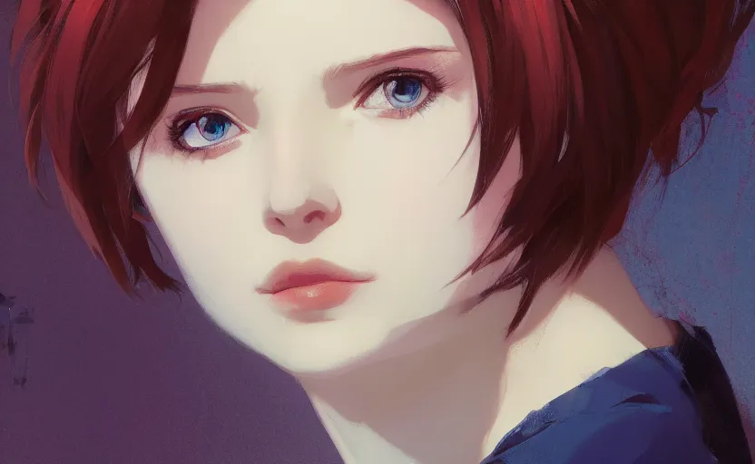 Prompt: girl with short hair staring through broken glass, anime, fine details, pale colors, perfect face, realistic shaded lighting poster by ilya kuvshinov, magali villeneuve, artgerm, jeremy lipkin and michael garmash and rob rey