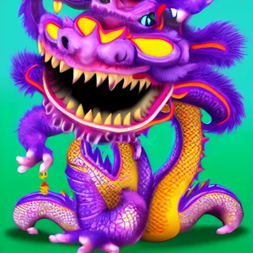 Image similar to very cute purple Chinese dragon with ai, disney, digital art