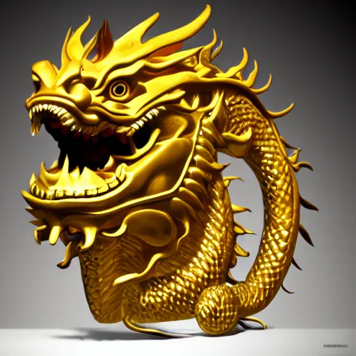 Image similar to chinese dragon made of gold, ultra realistic details, 8 k, full body,