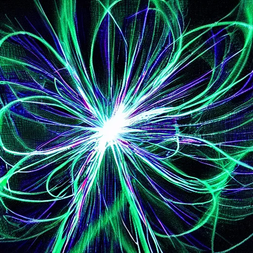Image similar to chaotic electrons trapped in maelstrom in cyberspace