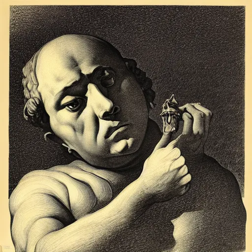 Image similar to lithography on paper conceptual figurative post - morden monumental portrait by goya and escher and hogarth, illusion surreal art, highly conceptual figurative art, intricate detailed illustration, controversial poster art, polish poster art, geometrical drawings, no blur