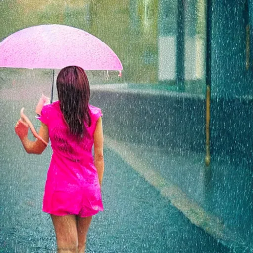 Image similar to rain, pattern, retrowave, umbrella, girl