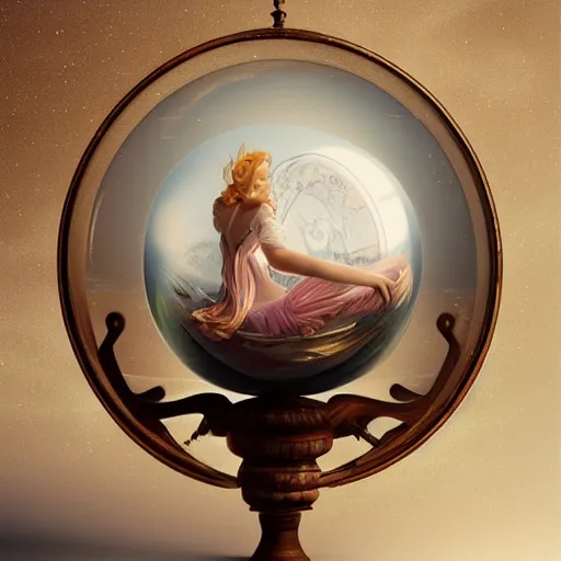 Image similar to crystal ball on a wood stand with a beautiful dreamscape inside, studio product photography, super highly detailed, professional digital painting, artstation, concept art, smooth, sharp focus, extreme illustration, unreal engine 5, photorealism, beautiful, cinematic, art by artgerm and rutkowski and alphonse mucha and loish and wlop