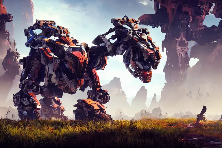 Image similar to scrapper machine mecha animal beast robot of horizon forbidden west horizon zero dawn bioluminiscence global illumination ray tracing hdr fanart arstation by sung choi and eric pfeiffer and gabriel garza and casper konefal