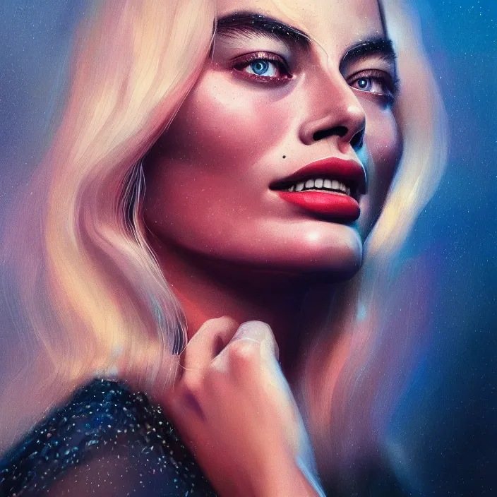 Prompt: portrait of margot robbie, iphone. intricate artwork. by tooth wu, wlop, beeple, dan mumford. octane render, trending on artstation, greg rutkowski very coherent symmetrical artwork. cinematic, hyper realism, high detail, octane render, 8 k, iridescent accents