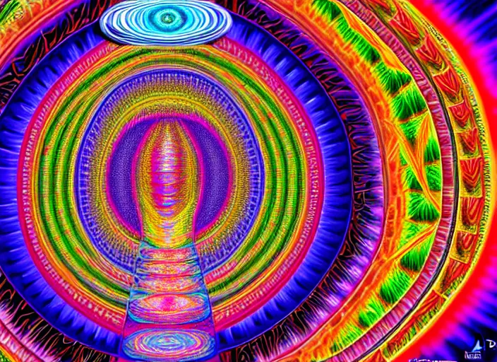 Prompt: DMT entities, colorful, photo realistic, Alex Grey, 8k, detailed,