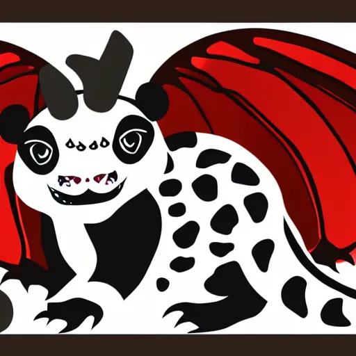 Image similar to vector art of welsh dragon and panda mixed, intercrossed, chimera, adobe illustrator