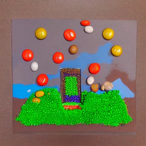 Prompt: peanut m & m landscape